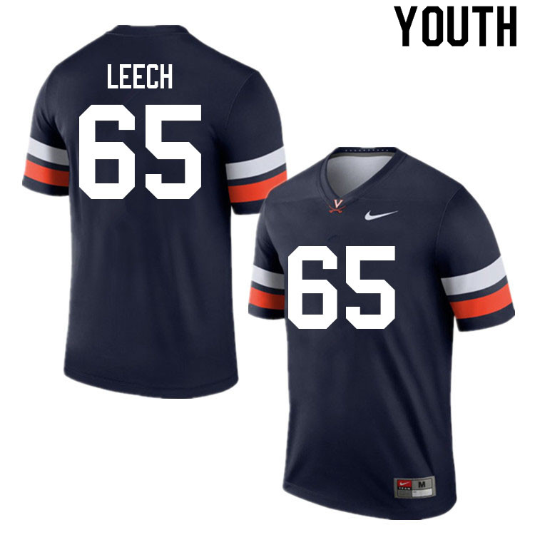Youth #65 Jonathan Leech Virginia Cavaliers College Football Jerseys Sale-Navy